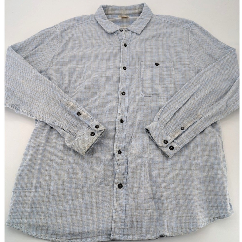 Carbon 2 Cobalt Mens XL Flannel Shirt Plaid Long Sleeve Blue Gray‎ - FLAWS